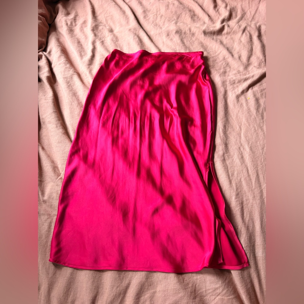 pink satin maxi skirt